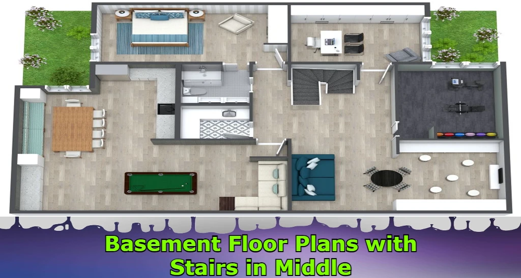 Basement Floor Plans with Stairs in Middle